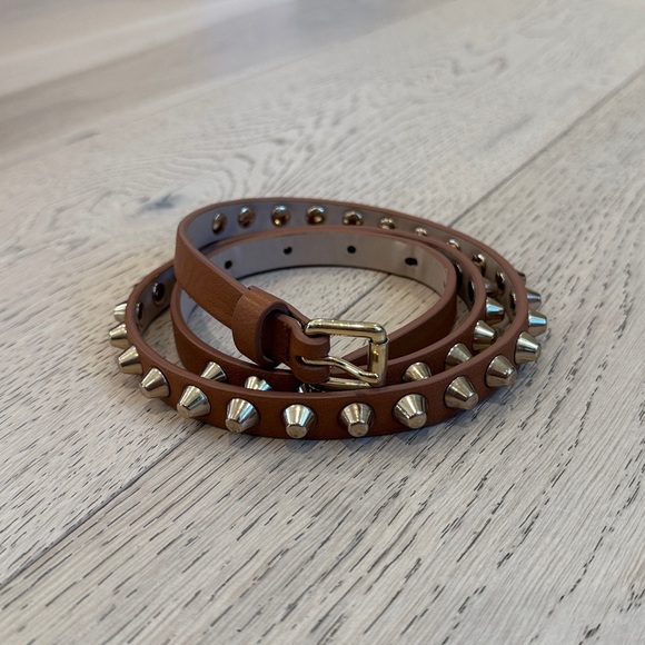 Express Accessories - Express Thin Gold & Brown Studded Belt